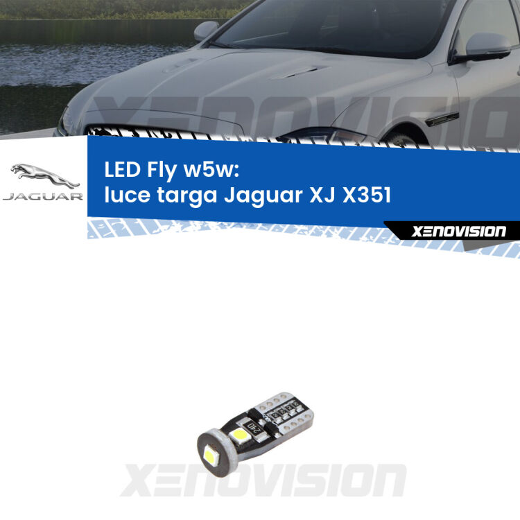 <strong>luce targa LED per Jaguar XJ</strong> X351 2010 - 2019. Coppia lampadine <strong>w5w</strong> Canbus compatte modello Fly Xenovision.