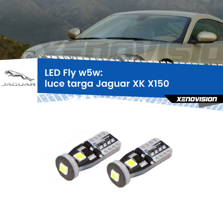 0 Luce Targa LED Jaguar XK X150 2006 - 2014: W5W Fly <strong>luce targa LED per Jaguar XK</strong> X150 2006 - 2014. Coppia lampadine <strong>w5w</strong> Canbus compatte modello Fly Xenovision.