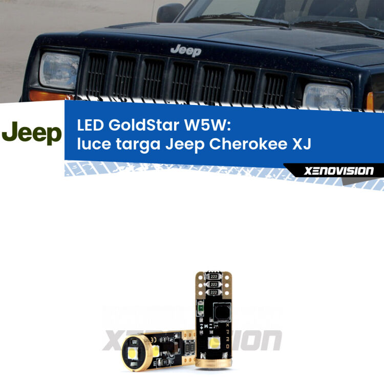 <strong>Luce Targa LED Jeep Cherokee</strong> XJ 1984 - 2001: ottima luminosità a 360 gradi. Si inseriscono ovunque. Canbus, Top Quality.