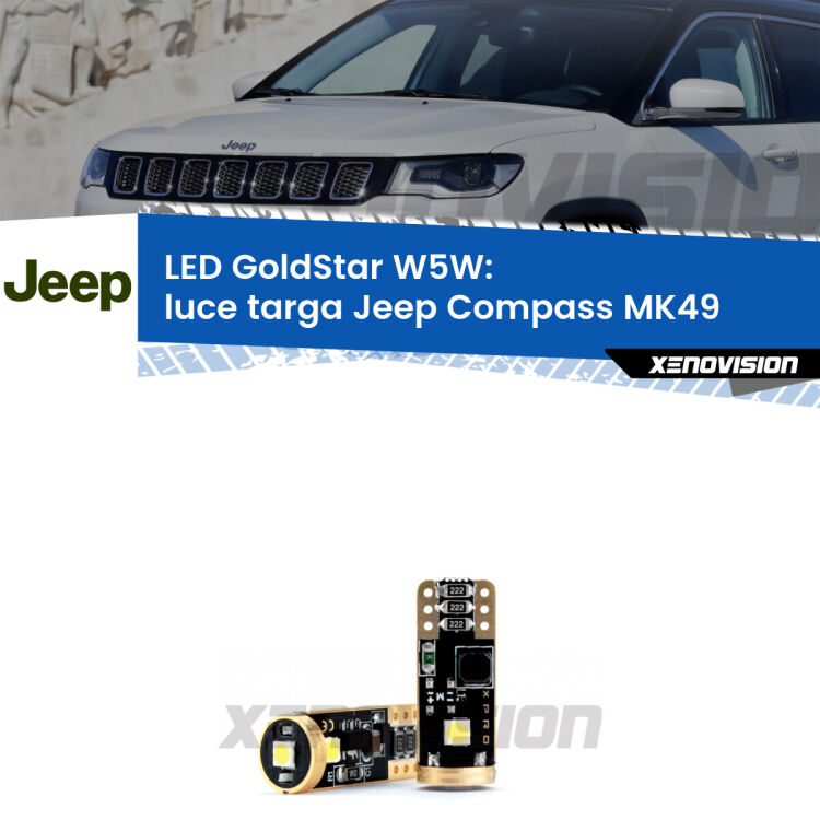 <strong>Luce Targa LED Jeep Compass</strong> MK49 2006 - 2016: ottima luminosità a 360 gradi. Si inseriscono ovunque. Canbus, Top Quality.