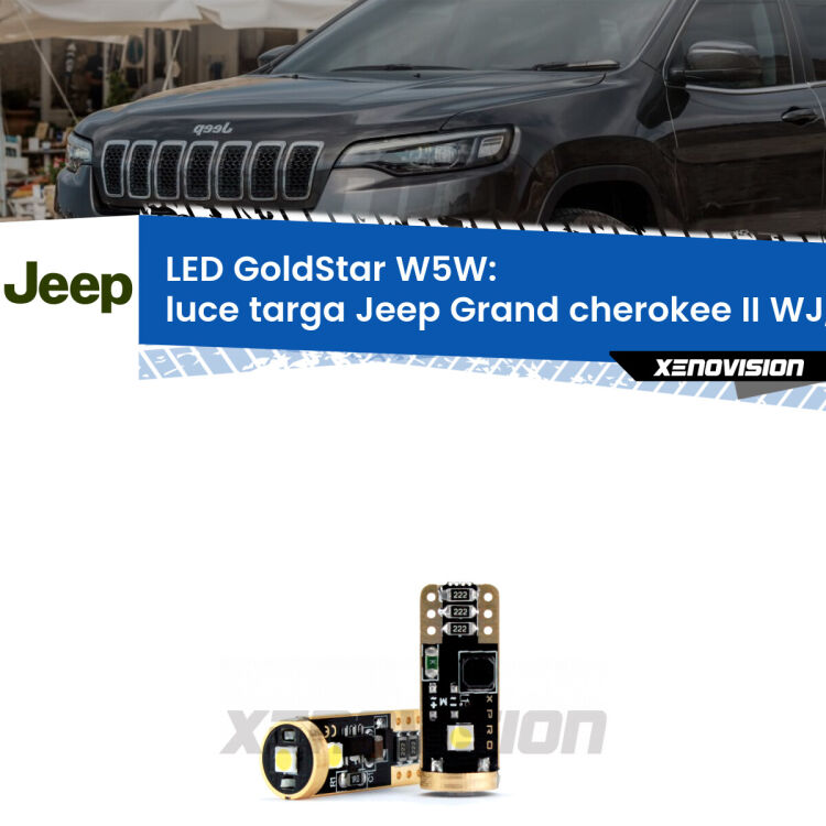 <strong>Luce Targa LED Jeep Grand cherokee II</strong> WJ, WG 1999 - 2004: ottima luminosità a 360 gradi. Si inseriscono ovunque. Canbus, Top Quality.