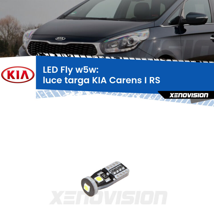 <strong>luce targa LED per KIA Carens I</strong> RS 1999 - 2005. Coppia lampadine <strong>w5w</strong> Canbus compatte modello Fly Xenovision.