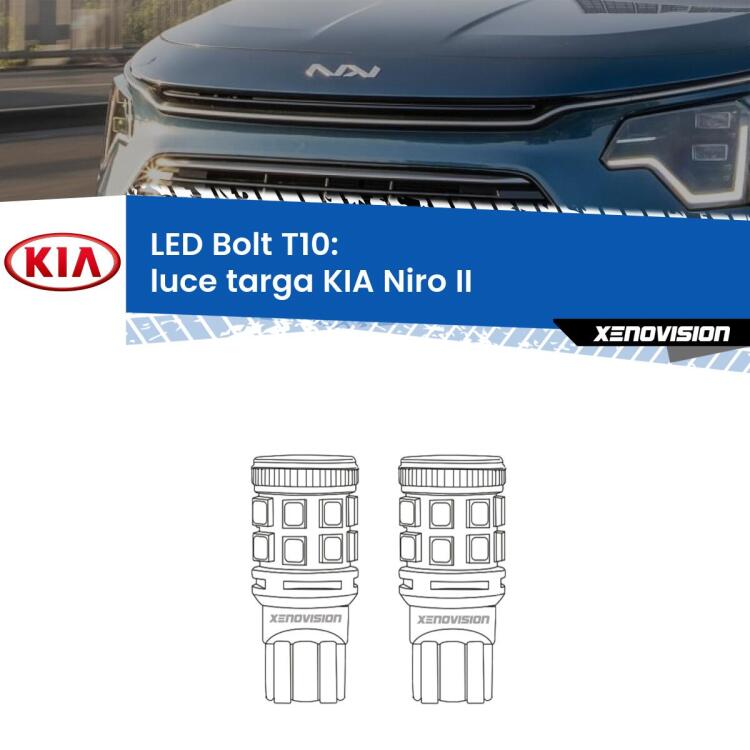 <strong>Luce Targa LED per KIA Niro</strong> II 2021 in poi. Coppia lampade <strong>T10</strong> modello Bolt canbus.