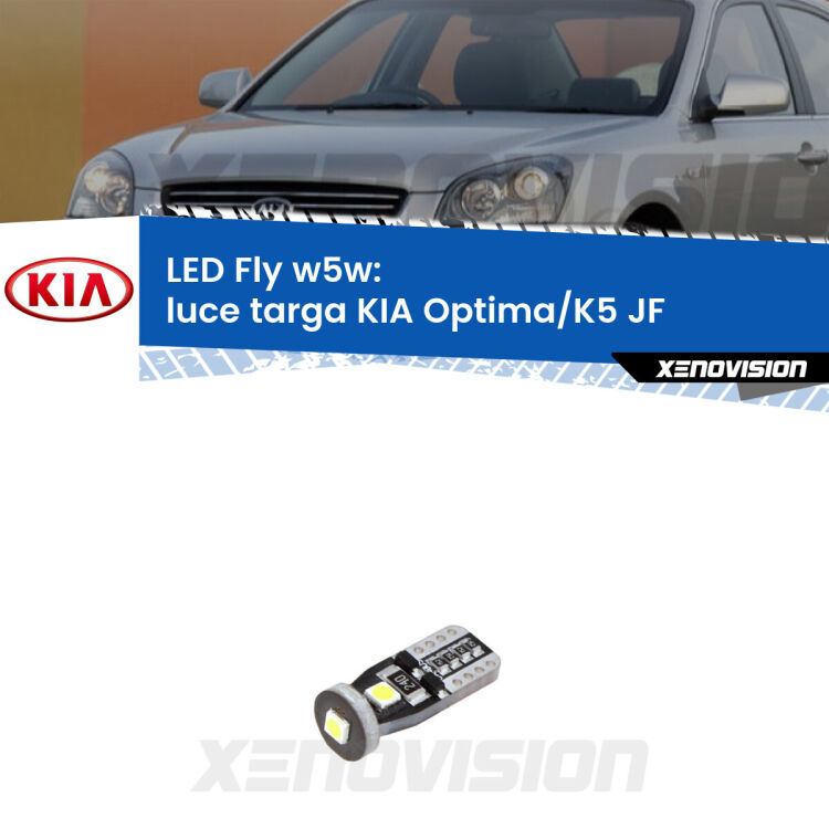 <strong>luce targa LED per KIA Optima/K5</strong> JF 2015 - 2018. Coppia lampadine <strong>w5w</strong> Canbus compatte modello Fly Xenovision.