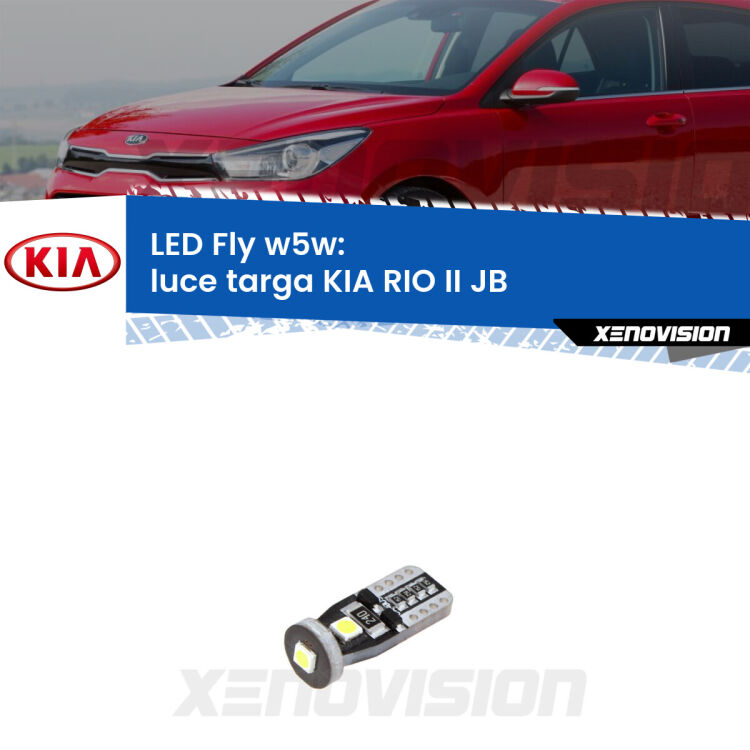 <strong>luce targa LED per KIA RIO II</strong> JB 2005 - 2010. Coppia lampadine <strong>w5w</strong> Canbus compatte modello Fly Xenovision.