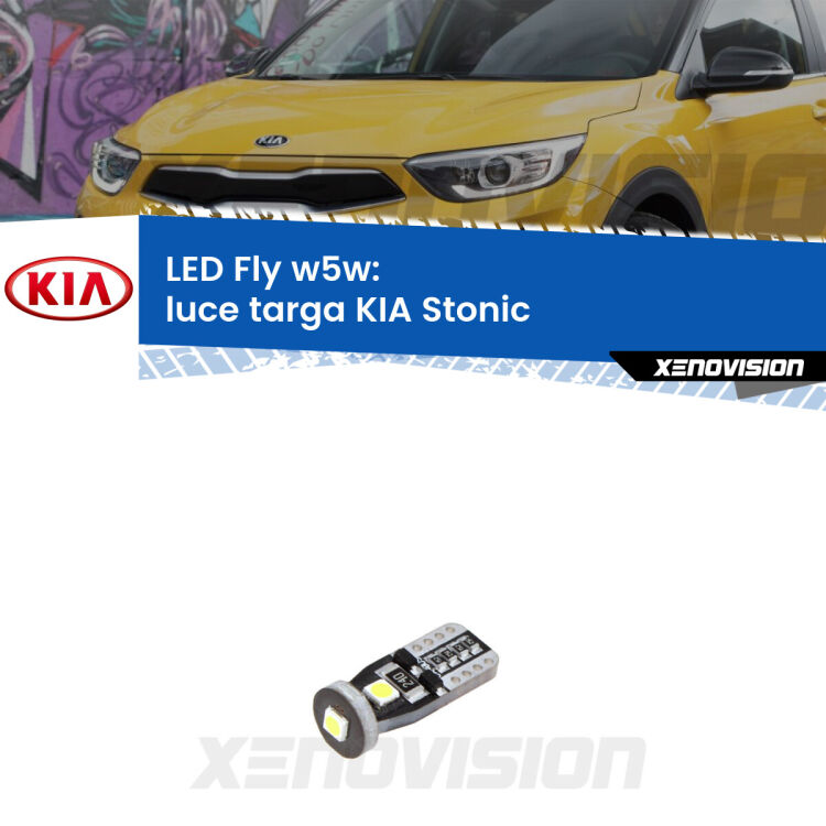 <strong>luce targa LED per KIA Stonic</strong>  2017 in poi. Coppia lampadine <strong>w5w</strong> Canbus compatte modello Fly Xenovision.