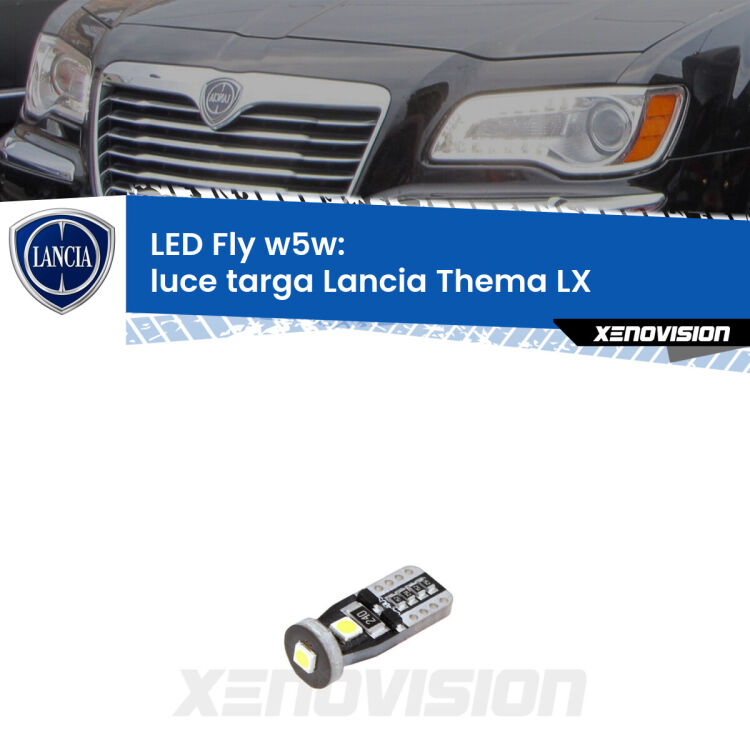 <strong>luce targa LED per Lancia Thema</strong> LX 2011 - 2014. Coppia lampadine <strong>w5w</strong> Canbus compatte modello Fly Xenovision.