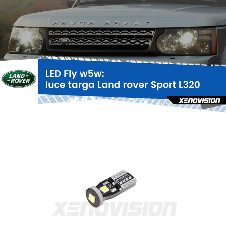<strong>luce targa LED per Land rover Sport</strong> L320 2005 - 2013. Coppia lampadine <strong>w5w</strong> Canbus compatte modello Fly Xenovision.