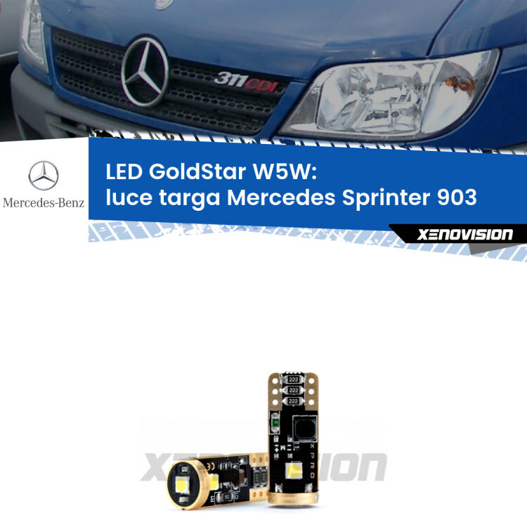 <strong>Luce Targa LED Mercedes Sprinter</strong> 903 1995 - 2006: ottima luminosità a 360 gradi. Si inseriscono ovunque. Canbus, Top Quality.