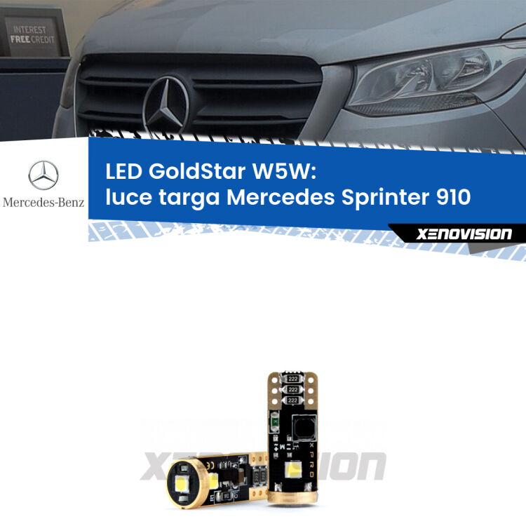 <strong>Luce Targa LED Mercedes Sprinter</strong> 910 2018 in poi: ottima luminosità a 360 gradi. Si inseriscono ovunque. Canbus, Top Quality.