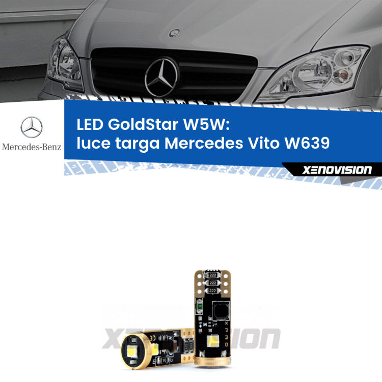 <strong>Luce Targa LED Mercedes Vito</strong> W639 2004 - 2012: ottima luminosità a 360 gradi. Si inseriscono ovunque. Canbus, Top Quality.
