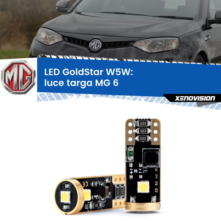 0 Luce Targa LED MG 6  2010 in poi: T10 GoldStar <strong>Luce Targa LED MG 6</strong>  2010 in poi: ottima luminosità a 360 gradi. Si inseriscono ovunque. Canbus, Top Quality.