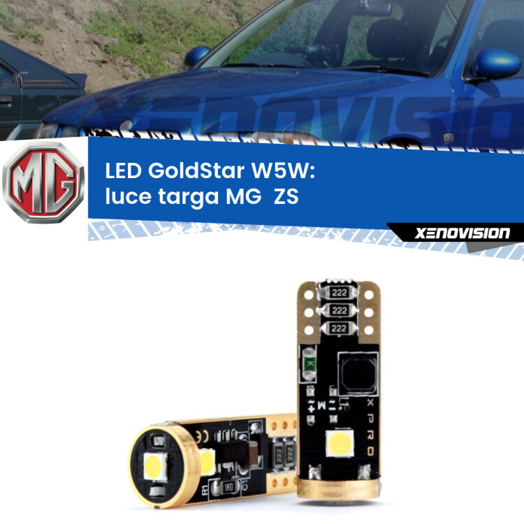 0 Luce Targa LED MG  ZS  2001 - 2005: T10 GoldStar <strong>Luce Targa LED MG  ZS</strong>  2001 - 2005: ottima luminosità a 360 gradi. Si inseriscono ovunque. Canbus, Top Quality.