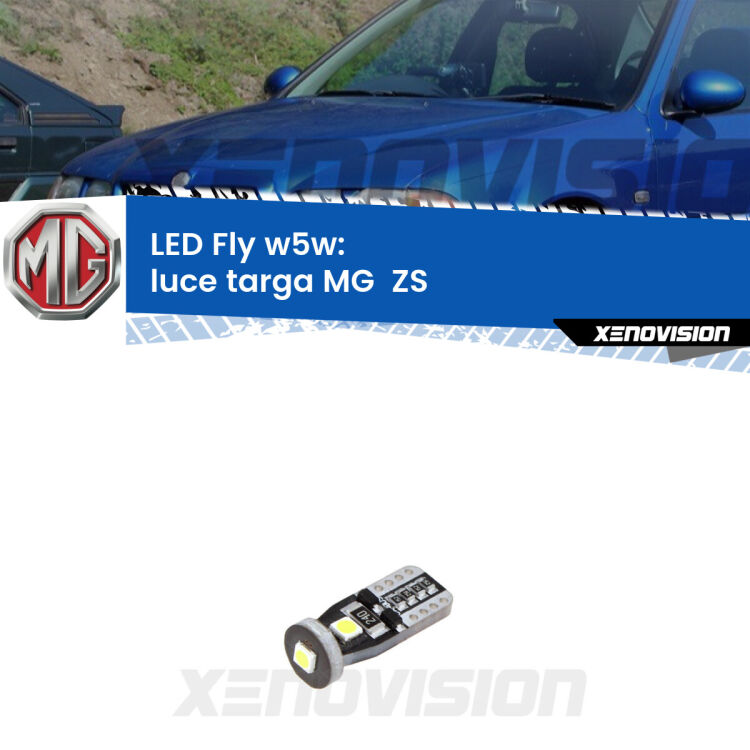 <strong>luce targa LED per MG  ZS</strong>  2001 - 2005. Coppia lampadine <strong>w5w</strong> Canbus compatte modello Fly Xenovision.