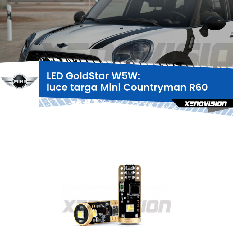 <strong>Luce Targa LED Mini Countryman</strong> R60 2010 - 2016: ottima luminosità a 360 gradi. Si inseriscono ovunque. Canbus, Top Quality.