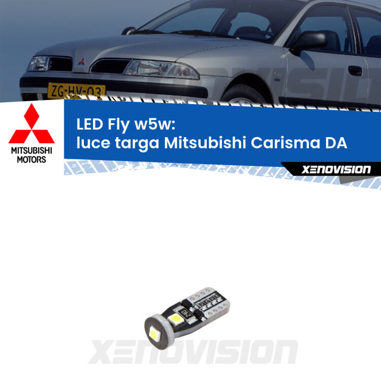 <strong>luce targa LED per Mitsubishi Carisma</strong> DA 1995 - 2006. Coppia lampadine <strong>w5w</strong> Canbus compatte modello Fly Xenovision.