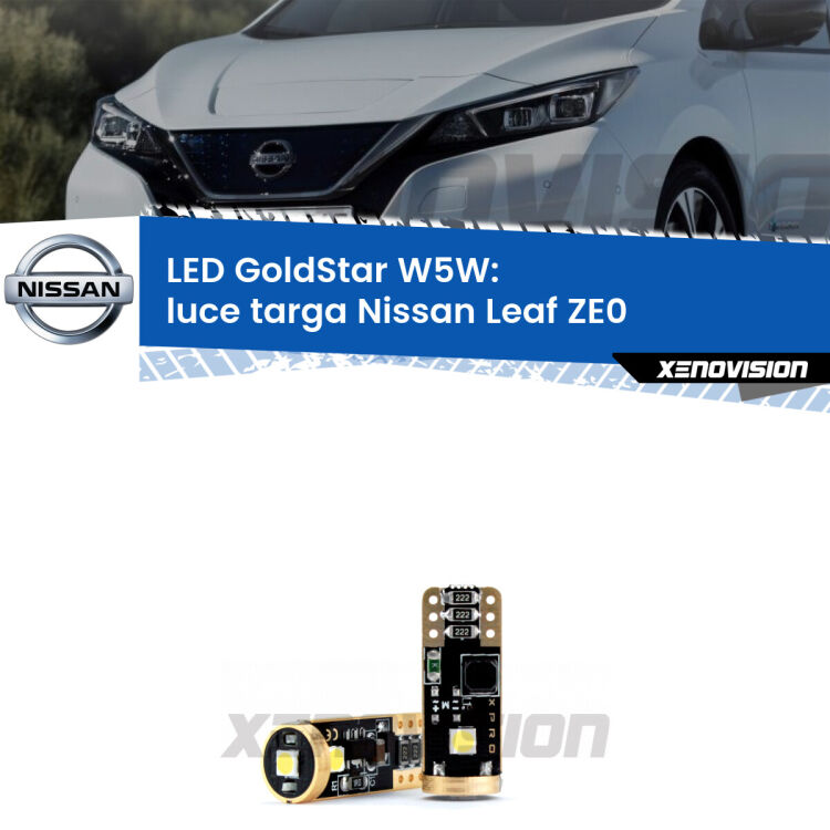 <strong>Luce Targa LED Nissan Leaf</strong> ZE0 2010 - 2016: ottima luminosità a 360 gradi. Si inseriscono ovunque. Canbus, Top Quality.