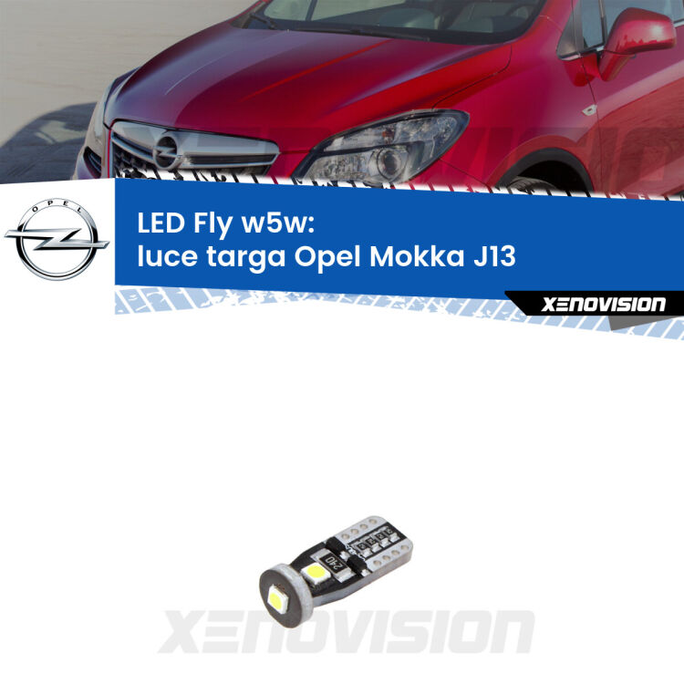 <strong>luce targa LED per Opel Mokka</strong> J13 2012 - 2019. Coppia lampadine <strong>w5w</strong> Canbus compatte modello Fly Xenovision.