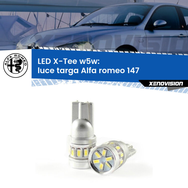 0 Luce Targa LED per Alfa romeo 147 2000 - 2010: W5W X-Tee <strong>LED luce targa per Alfa romeo 147</strong> 2000 - 2010. Lampade <strong>W5W</strong> modello X-Tee Xenovision top di gamma.