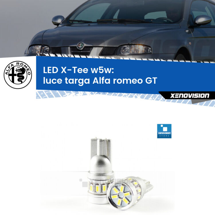 <strong>LED luce targa per Alfa romeo GT</strong>  2003 - 2010. Lampade <strong>W5W</strong> modello X-Tee Xenovision top di gamma.