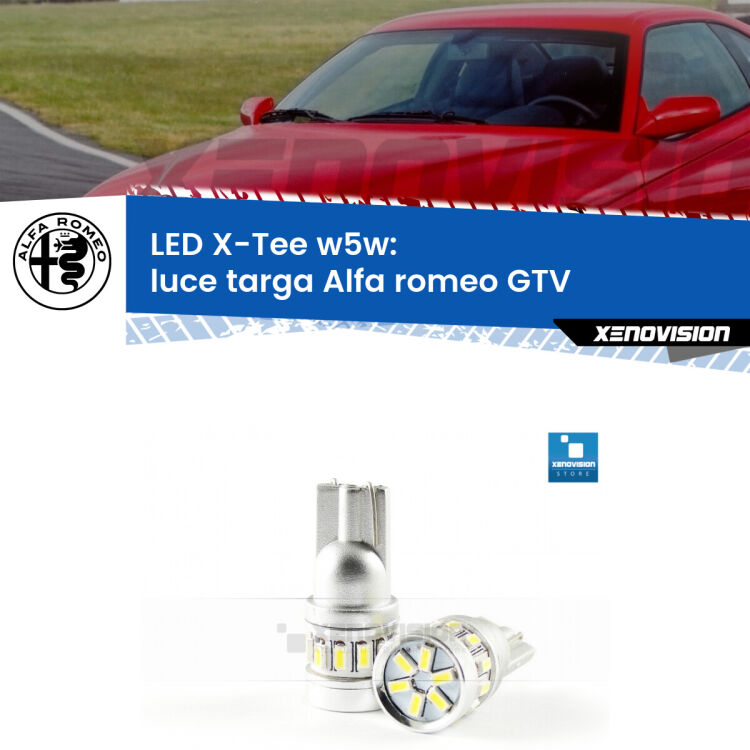 <strong>LED luce targa per Alfa romeo GTV</strong>  1995 - 2005. Lampade <strong>W5W</strong> modello X-Tee Xenovision top di gamma.