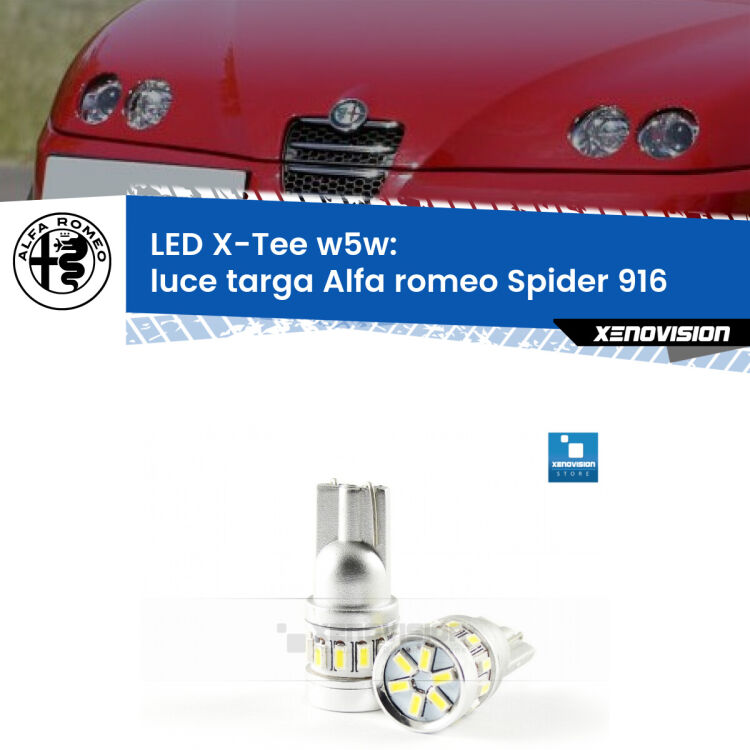 <strong>LED luce targa per Alfa romeo Spider</strong> 916 1995 - 2005. Lampade <strong>W5W</strong> modello X-Tee Xenovision top di gamma.