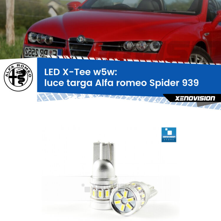 <strong>LED luce targa per Alfa romeo Spider</strong> 939 2006 - 2010. Lampade <strong>W5W</strong> modello X-Tee Xenovision top di gamma.