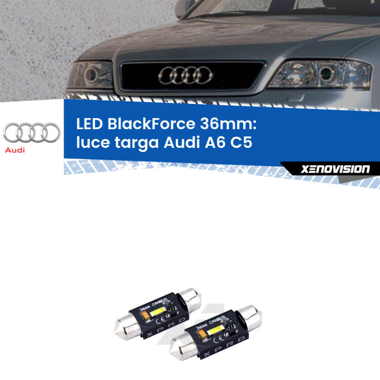 <strong>LED luce targa 36mm per Audi A6</strong> C5 1997 - 2004. Coppia lampadine <strong>C5W</strong>modello BlackForce Xenovision.