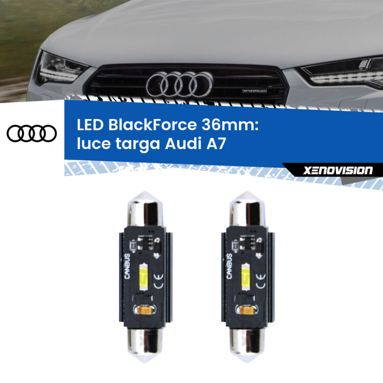 0 Luce Targa LED per Audi A7  2010 - 2011: C5W BlackForce 36mm (Coppia) <strong>Luce Targa LED per Audi A7</strong>  2010 - 2011. Coppia lampade <strong>C5W</strong> 36mm modello BlackForce canbus.