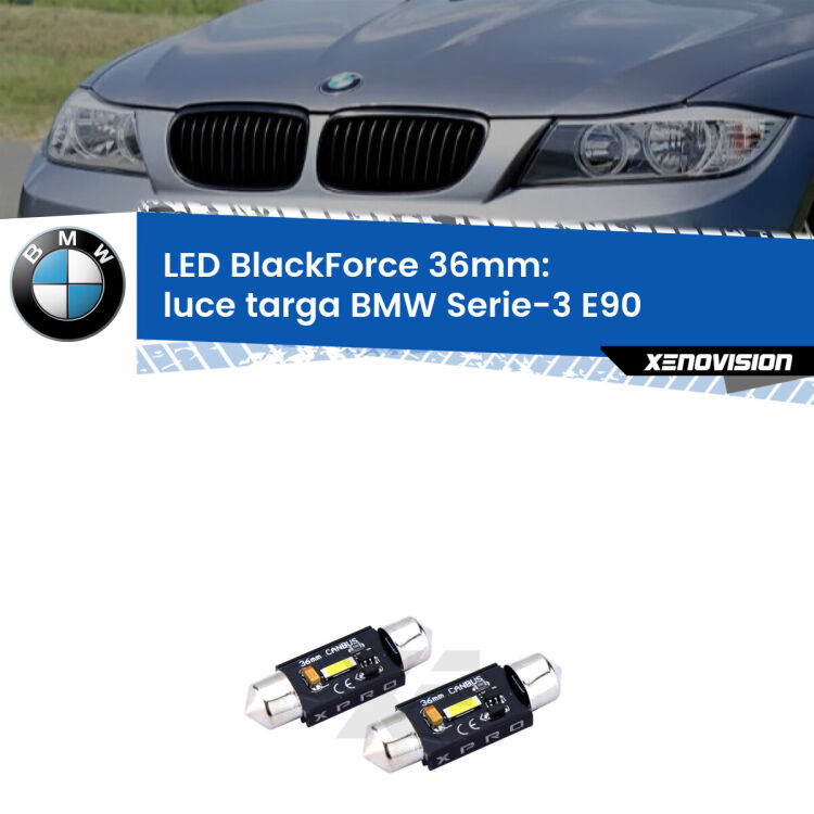 <strong>LED luce targa 36mm per BMW Serie-3</strong> E90 2005 - 2011. Coppia lampadine <strong>C5W</strong>modello BlackForce Xenovision.