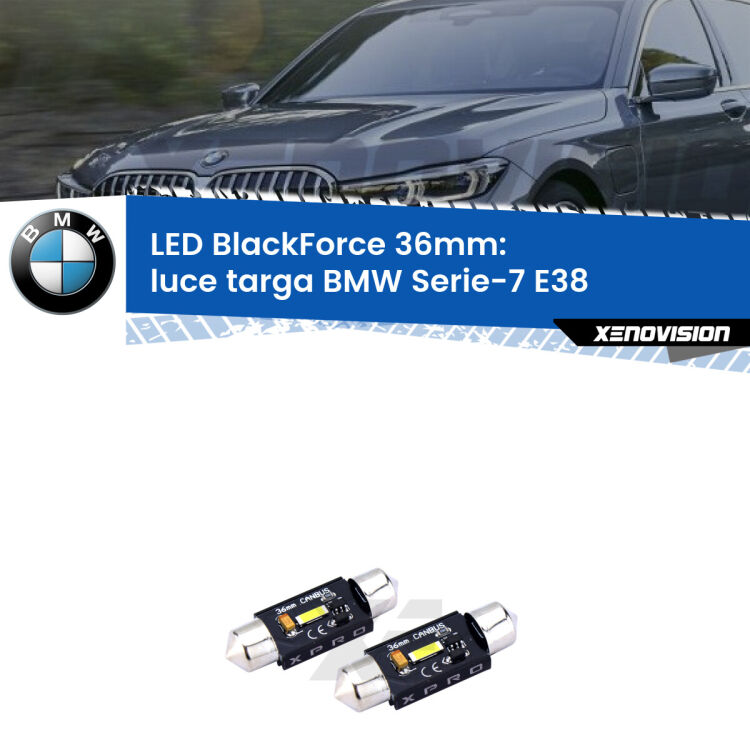 <strong>LED luce targa 36mm per BMW Serie-7</strong> E38 1994 - 2001. Coppia lampadine <strong>C5W</strong>modello BlackForce Xenovision.