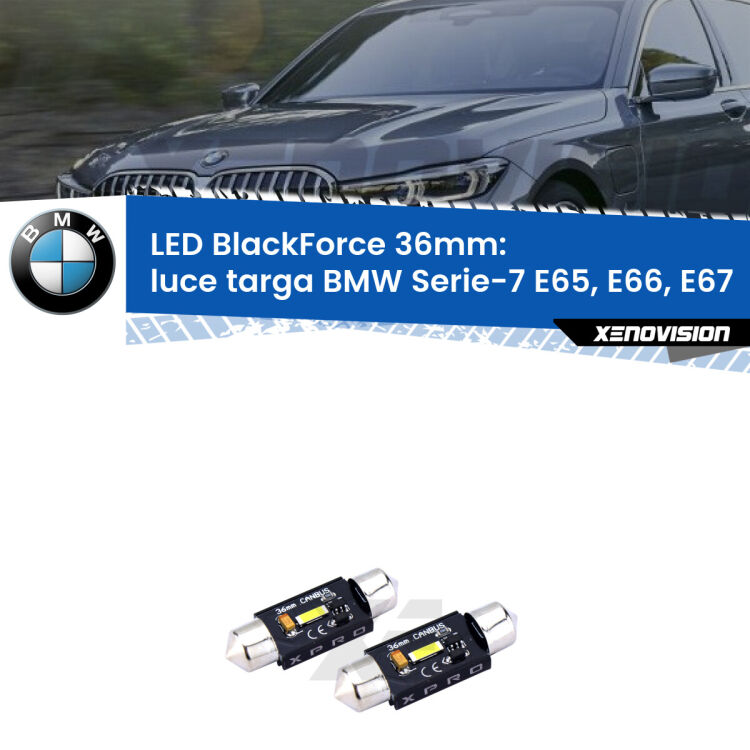 <strong>LED luce targa 36mm per BMW Serie-7</strong> E65, E66, E67 2005 - 2008. Coppia lampadine <strong>C5W</strong>modello BlackForce Xenovision.
