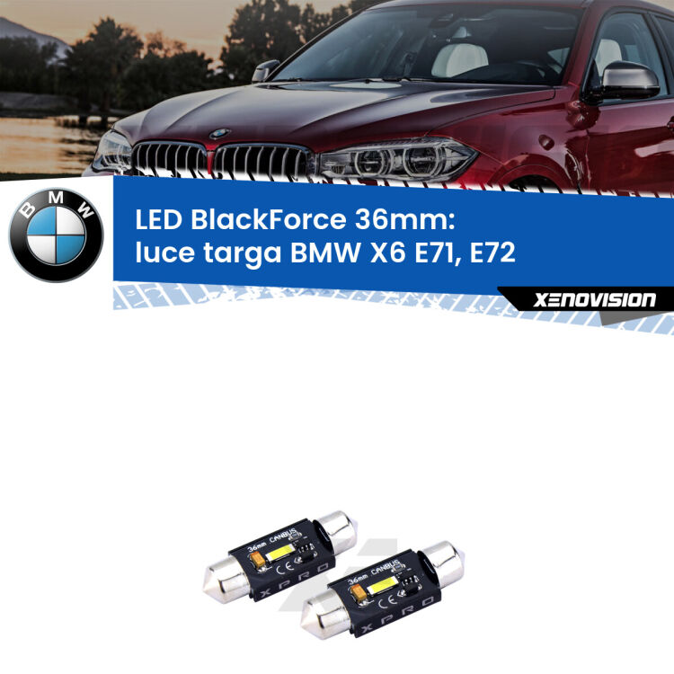 <strong>LED luce targa 36mm per BMW X6</strong> E71, E72 2008 - 2014. Coppia lampadine <strong>C5W</strong>modello BlackForce Xenovision.