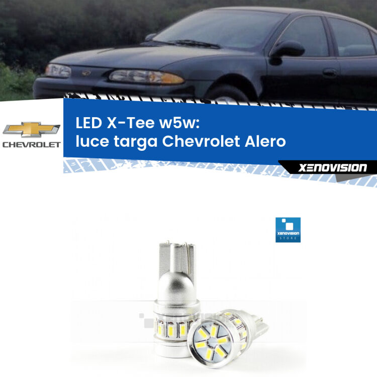 <strong>LED luce targa per Chevrolet Alero</strong>  1999 - 2004. Lampade <strong>W5W</strong> modello X-Tee Xenovision top di gamma.