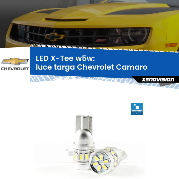 <strong>LED luce targa per Chevrolet Camaro</strong>  2011 - 2015. Lampade <strong>W5W</strong> modello X-Tee Xenovision top di gamma.