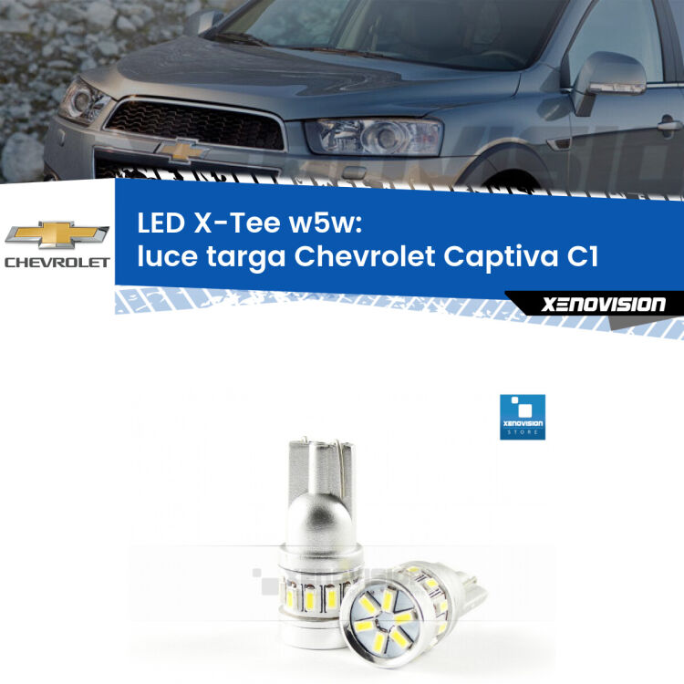 <strong>LED luce targa per Chevrolet Captiva</strong> C1 2006 - 2018. Lampade <strong>W5W</strong> modello X-Tee Xenovision top di gamma.