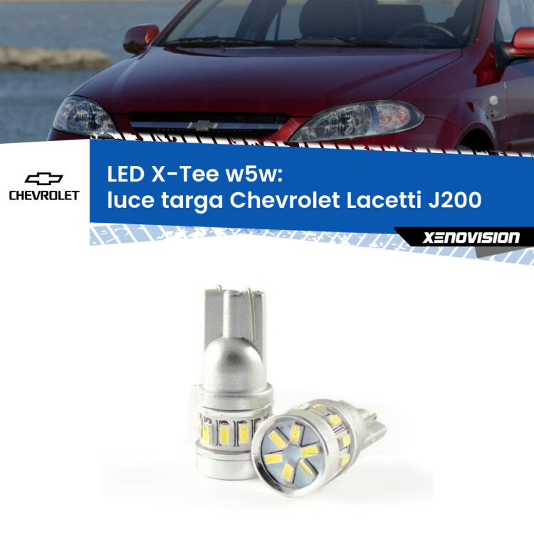 0 Luce Targa LED per Chevrolet Lacetti J200 2002 - 2009: W5W X-Tee <strong>LED luce targa per Chevrolet Lacetti</strong> J200 2002 - 2009. Lampade <strong>W5W</strong> modello X-Tee Xenovision top di gamma.