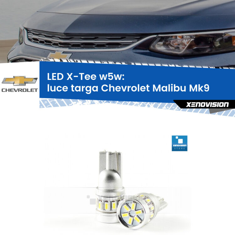 <strong>LED luce targa per Chevrolet Malibu</strong> Mk9 2016 in poi. Lampade <strong>W5W</strong> modello X-Tee Xenovision top di gamma.