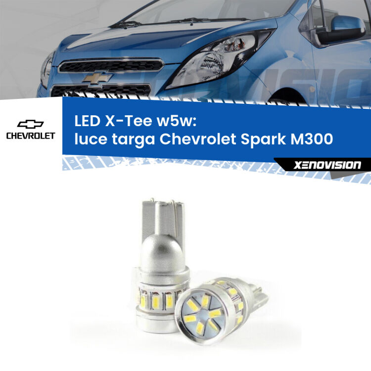 0 Luce Targa LED per Chevrolet Spark M300 2009 - 2016: W5W X-Tee <strong>LED luce targa per Chevrolet Spark</strong> M300 2009 - 2016. Lampade <strong>W5W</strong> modello X-Tee Xenovision top di gamma.