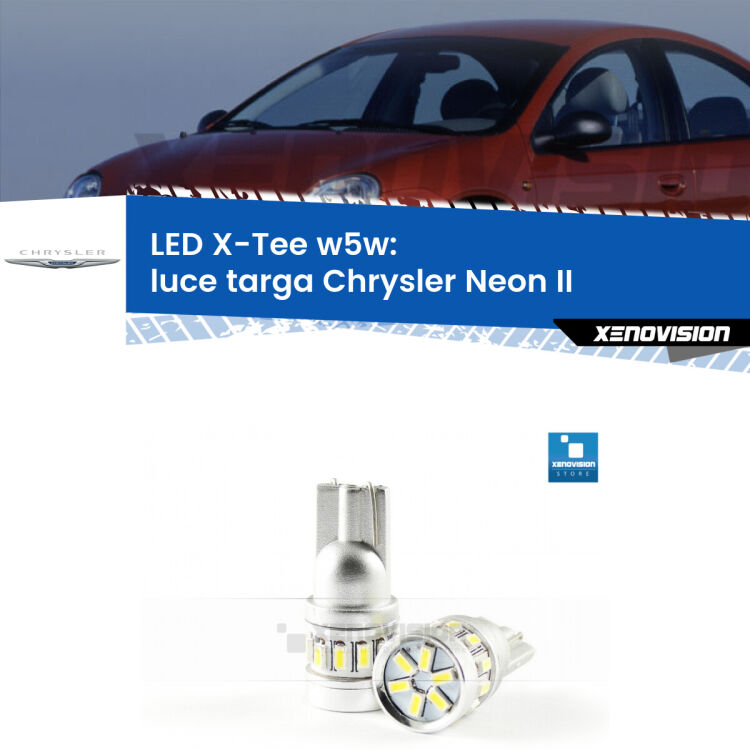 <strong>LED luce targa per Chrysler Neon II</strong>  1999 - 2006. Lampade <strong>W5W</strong> modello X-Tee Xenovision top di gamma.