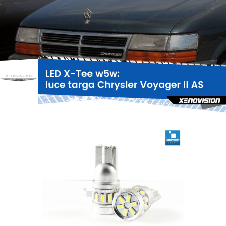 <strong>LED luce targa per Chrysler Voyager II</strong> AS 1990 - 1995. Lampade <strong>W5W</strong> modello X-Tee Xenovision top di gamma.