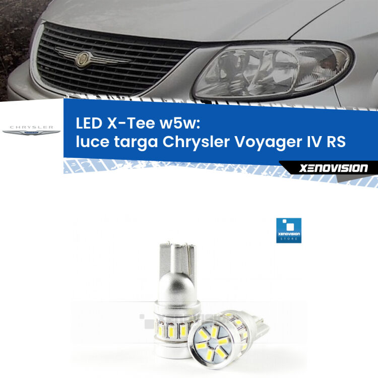 <strong>LED luce targa per Chrysler Voyager IV</strong> RS 2000 - 2007. Lampade <strong>W5W</strong> modello X-Tee Xenovision top di gamma.