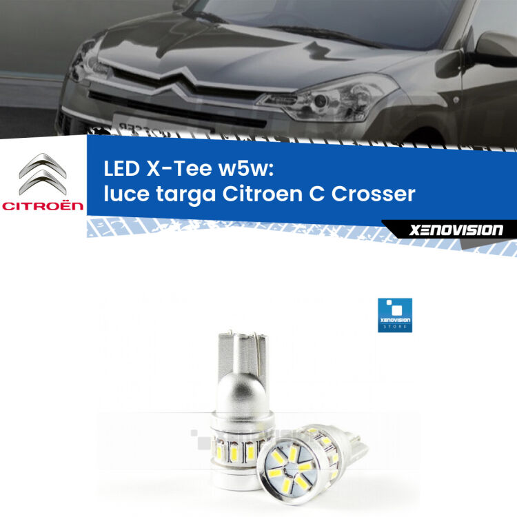 <strong>LED luce targa per Citroen C Crosser</strong>  2007 - 2012. Lampade <strong>W5W</strong> modello X-Tee Xenovision top di gamma.