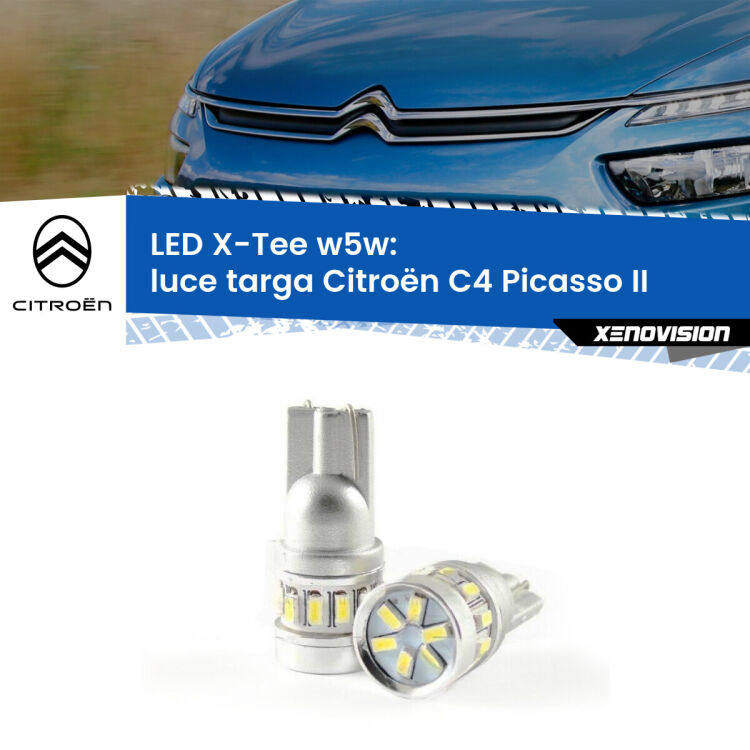 0 Luce Targa LED per Citroën C4 Picasso II 2013 in poi: W5W X-Tee <strong>LED luce targa per Citroën C4 Picasso</strong> II 2013 in poi. Lampade <strong>W5W</strong> modello X-Tee Xenovision top di gamma.