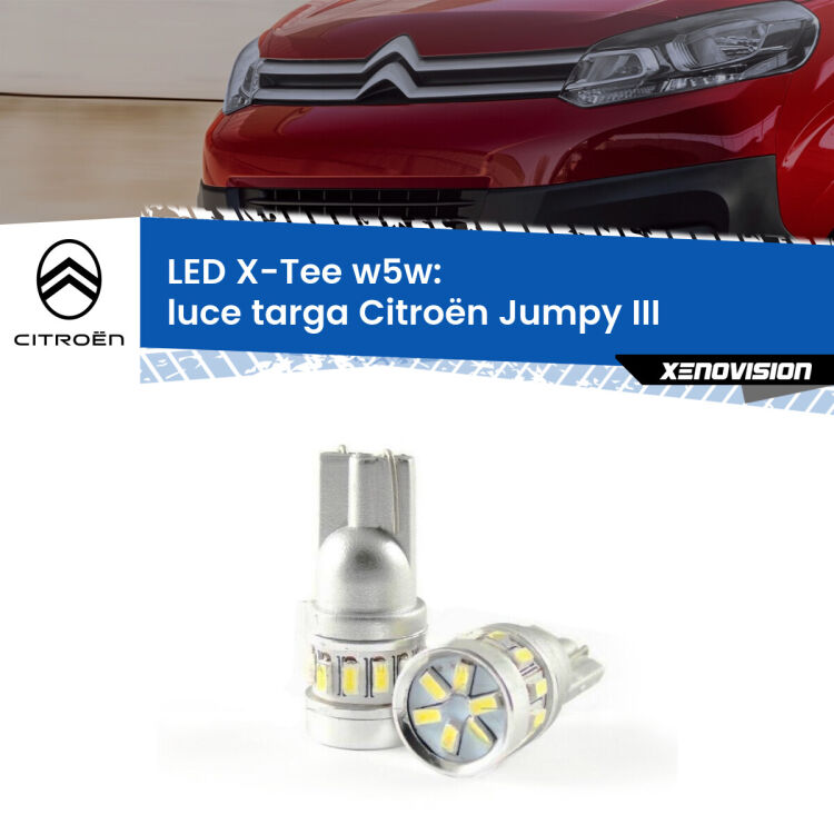 0 Luce Targa LED per Citroën Jumpy III 2016 in poi: W5W X-Tee <strong>LED luce targa per Citroën Jumpy</strong> III 2016 in poi. Lampade <strong>W5W</strong> modello X-Tee Xenovision top di gamma.