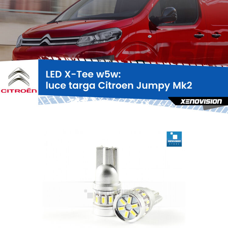 <strong>LED luce targa per Citroen Jumpy</strong> Mk2 2006 - 2015. Lampade <strong>W5W</strong> modello X-Tee Xenovision top di gamma.