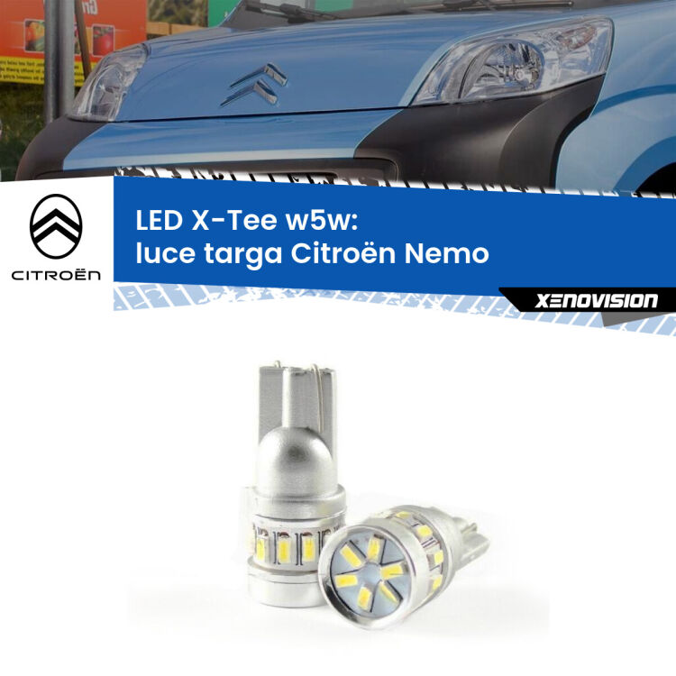 0 Luce Targa LED per Citroën Nemo 2008 in poi: W5W X-Tee <strong>LED luce targa per Citroën Nemo</strong> 2008 in poi. Lampade <strong>W5W</strong> modello X-Tee Xenovision top di gamma.