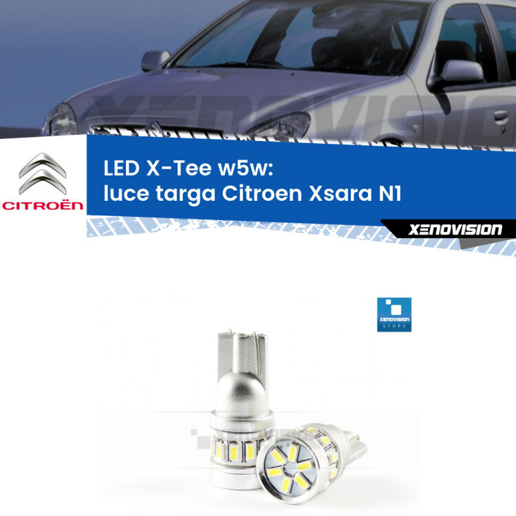 <strong>LED luce targa per Citroen Xsara</strong> N1 1997 - 2005. Lampade <strong>W5W</strong> modello X-Tee Xenovision top di gamma.