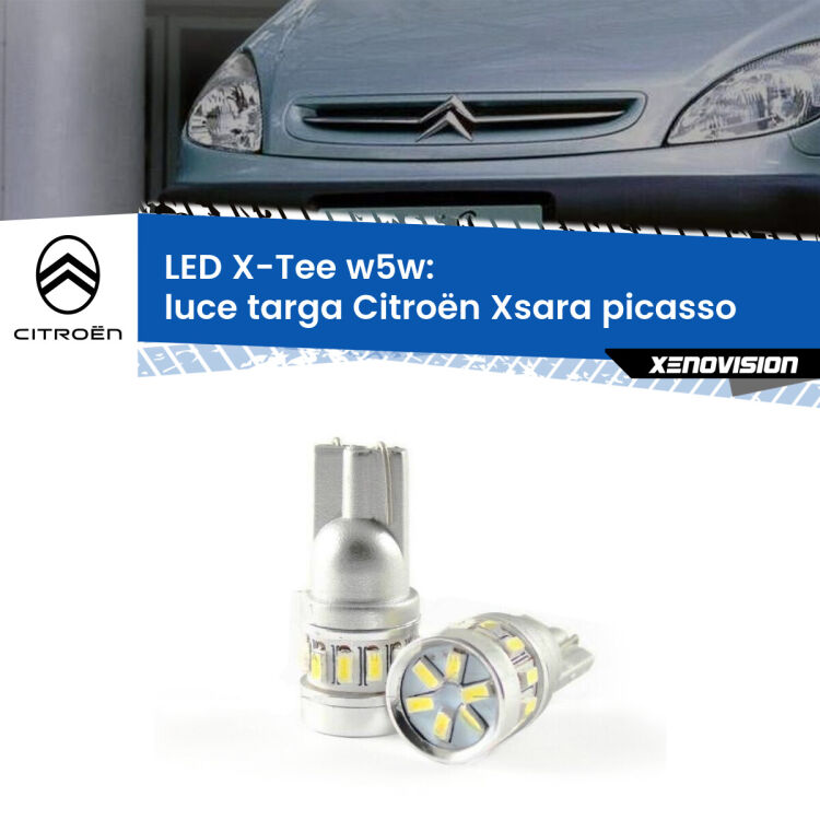 0 Luce Targa LED per Citroën Xsara picasso 1999 - 2012: W5W X-Tee <strong>LED luce targa per Citroën Xsara picasso</strong> 1999 - 2012. Lampade <strong>W5W</strong> modello X-Tee Xenovision top di gamma.