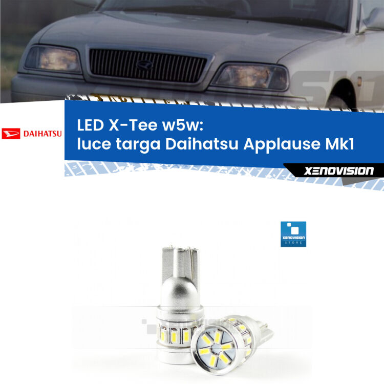 <strong>LED luce targa per Daihatsu Applause</strong> Mk1 1989 - 1997. Lampade <strong>W5W</strong> modello X-Tee Xenovision top di gamma.